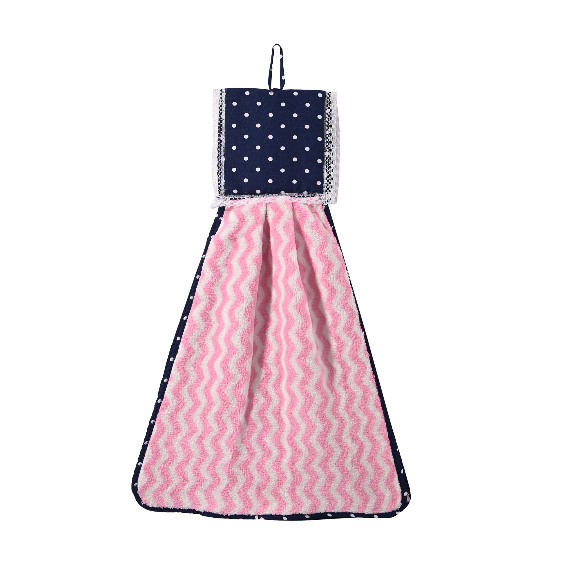 Kuber Industries 2 Pcs Microfiber Wash Basin Hand Towel with Hanging Loop  Soft Hanging Hand Towel for Kitchen and Bathroom  Quick-Dry Wash Basin Napkins for Everyday Use  Zig Zag - Pink