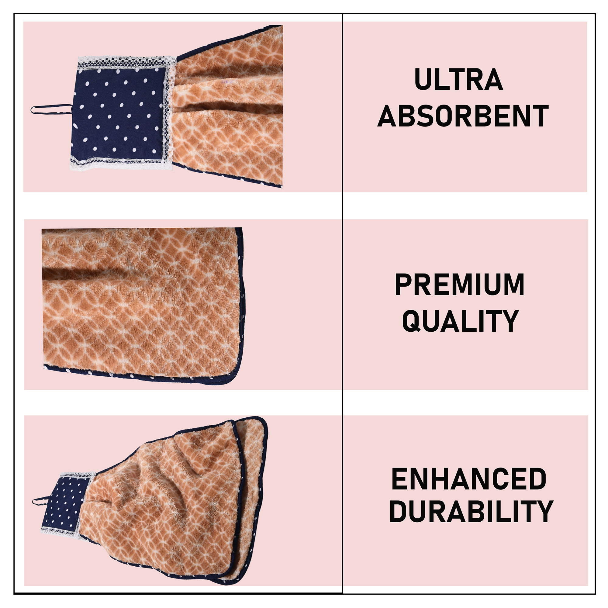 Kuber Industries 2 Pcs Microfiber Wash Basin Hand Towel with Hanging Loop  Soft Hanging Hand Towel for Kitchen and Bathroom  Quick-Dry Wash Basin Napkins for Everyday Use  Circle - Golden