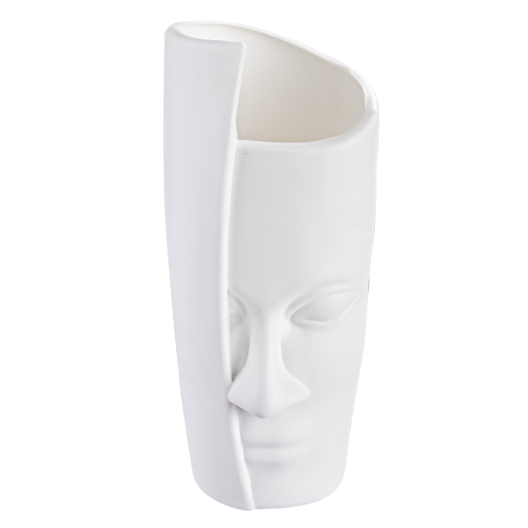 Kuber Industries 2 Pcs Poly Fiber 12 Inch Aesthetic Flower Vase Long for Living Room and Center Table Bedroom  White Vase for Home Decoration and Centerpiece for Office Desk Decor  Orbit Face