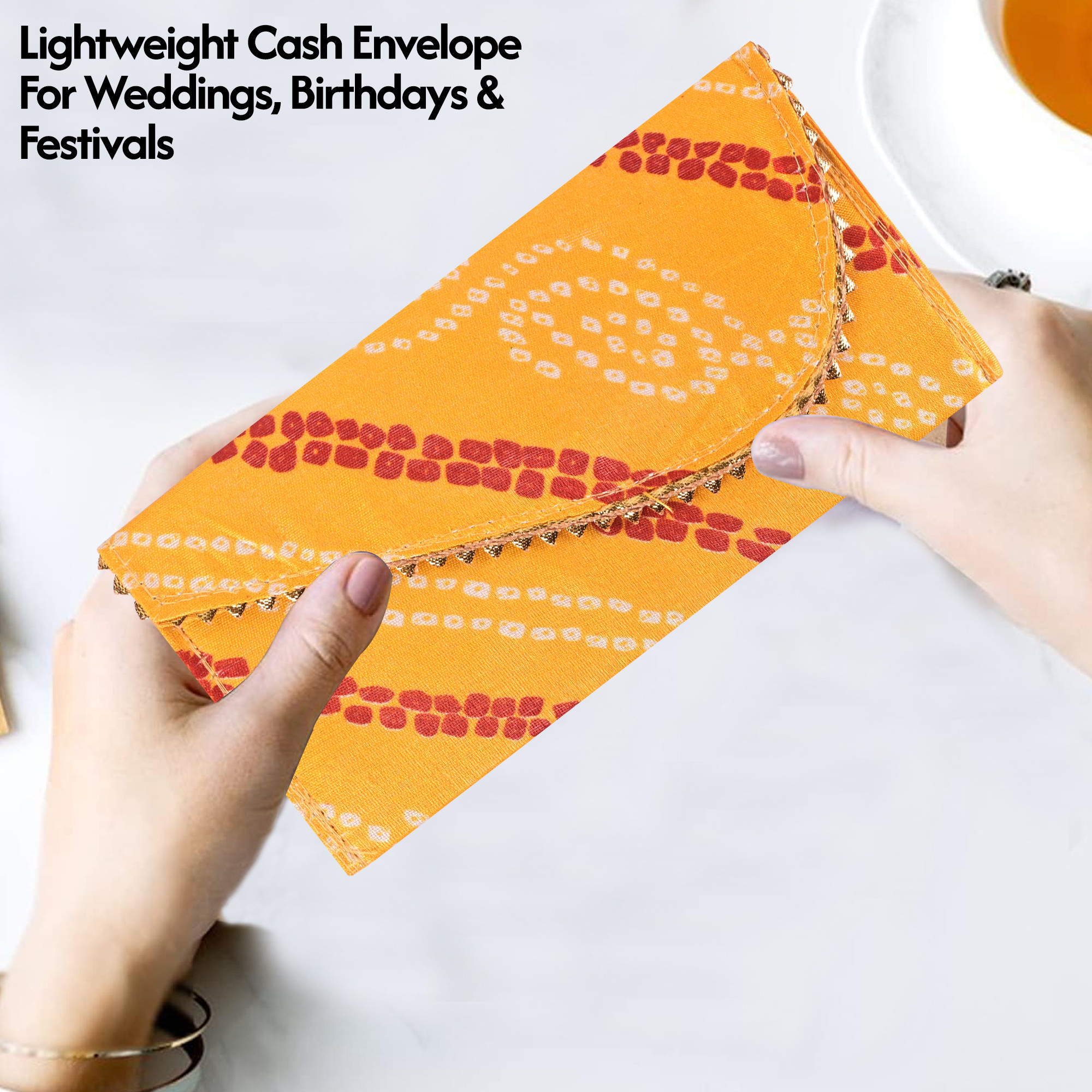 Kuber Industries 2 Pcs Polyester Fancy Shagun Envelope for Gifting Money  Cash Gift CoversLifafa for Marriage Wedding Eid Ceremony  Festivals  HaldiMehndi Decoration  Bandhej Print  Yellow