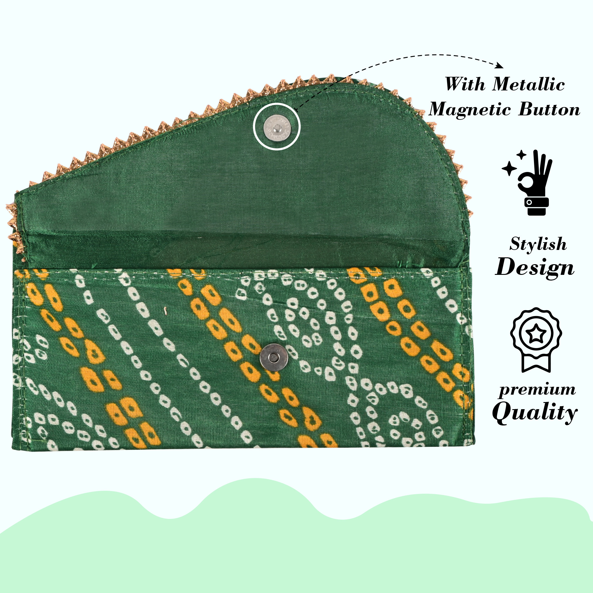 Kuber Industries 2 Pcs Polyester Fancy Shagun Envelope for Gifting Money  Cash Gift CoversLifafa for Marriage Wedding Eid Ceremony  Festivals  HaldiMehndi Decoration  Bandhej Print  Green