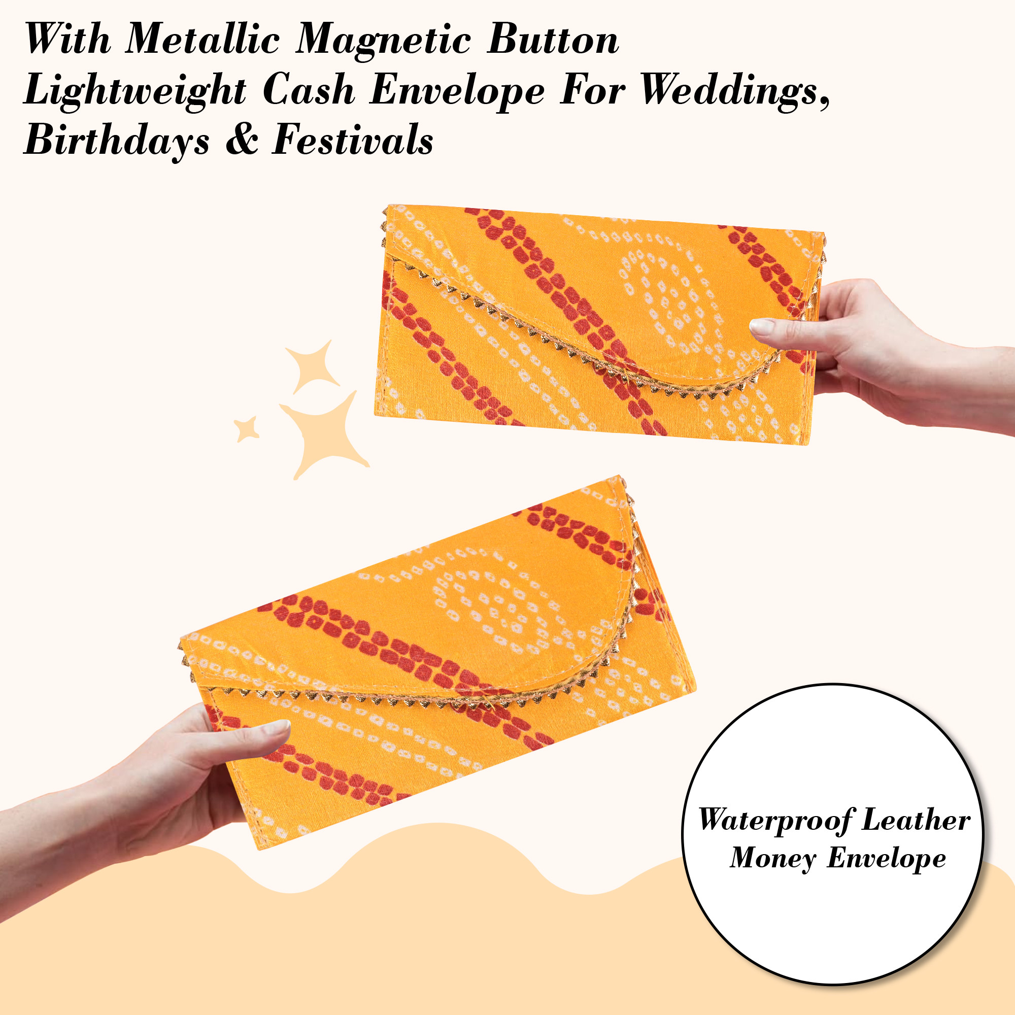Kuber Industries 2 Pcs Polyester Fancy Shagun Envelope for Gifting Money  Cash Gift CoversLifafa for Marriage Wedding Eid Ceremony  Festivals  HaldiMehndi Decoration  Bandhej Print  Yellow
