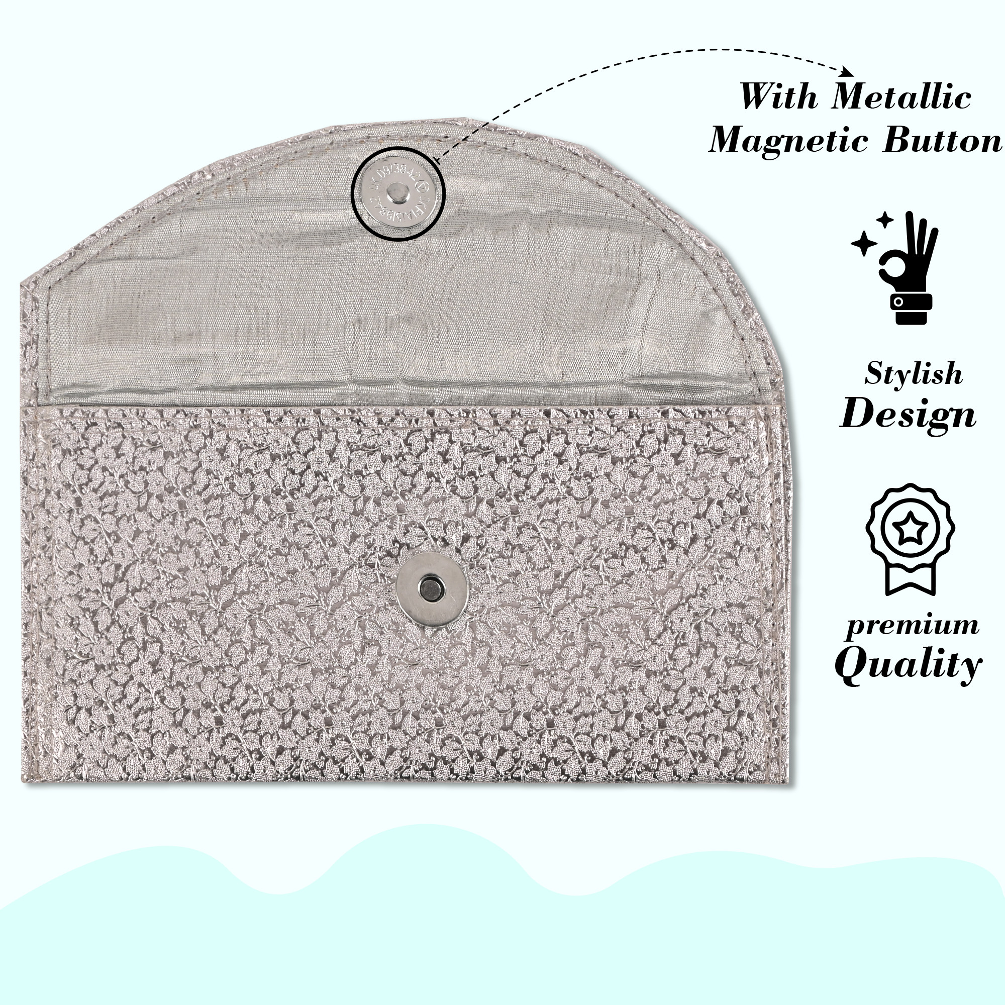 Kuber Industries 2 Pcs Premium Fancy Rexine Shagun Envelope for Gifting Money  Cash Gift Covers  Lifafa for Marriage Wedding Eid Ceremony  Festivals  Haldi  Mehndi Decoration  Silver