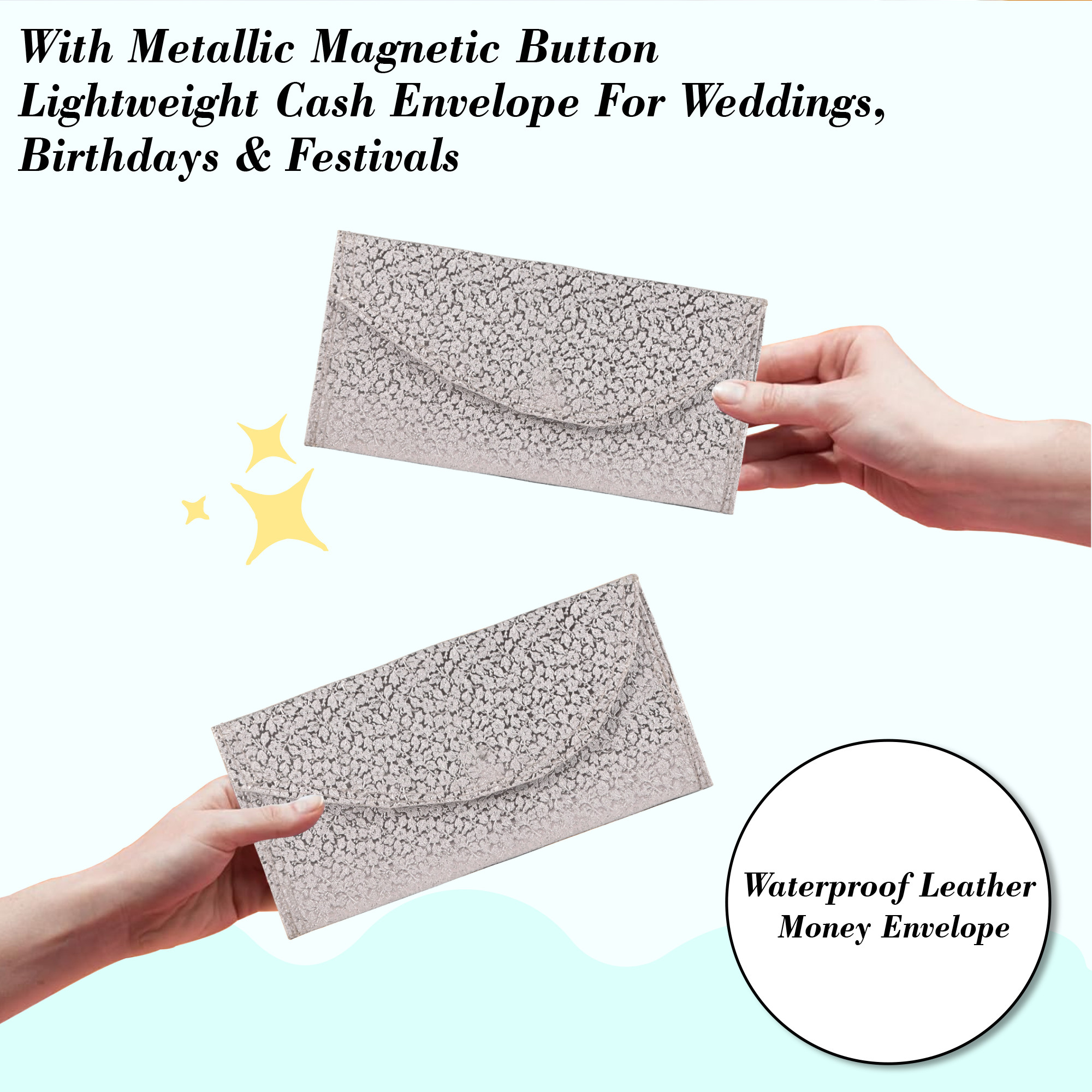 Kuber Industries 2 Pcs Premium Fancy Rexine Shagun Envelope for Gifting Money  Cash Gift Covers  Lifafa for Marriage Wedding Eid Ceremony  Festivals  Haldi  Mehndi Decoration  Silver