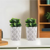 2 Pcs Set Plastic Mini Artificial Plants with Pot | Table Top & TV Unit Decorative Items for Living Room | Faux Plants for Home Decor & Office Desk | 9001 Diamond - White