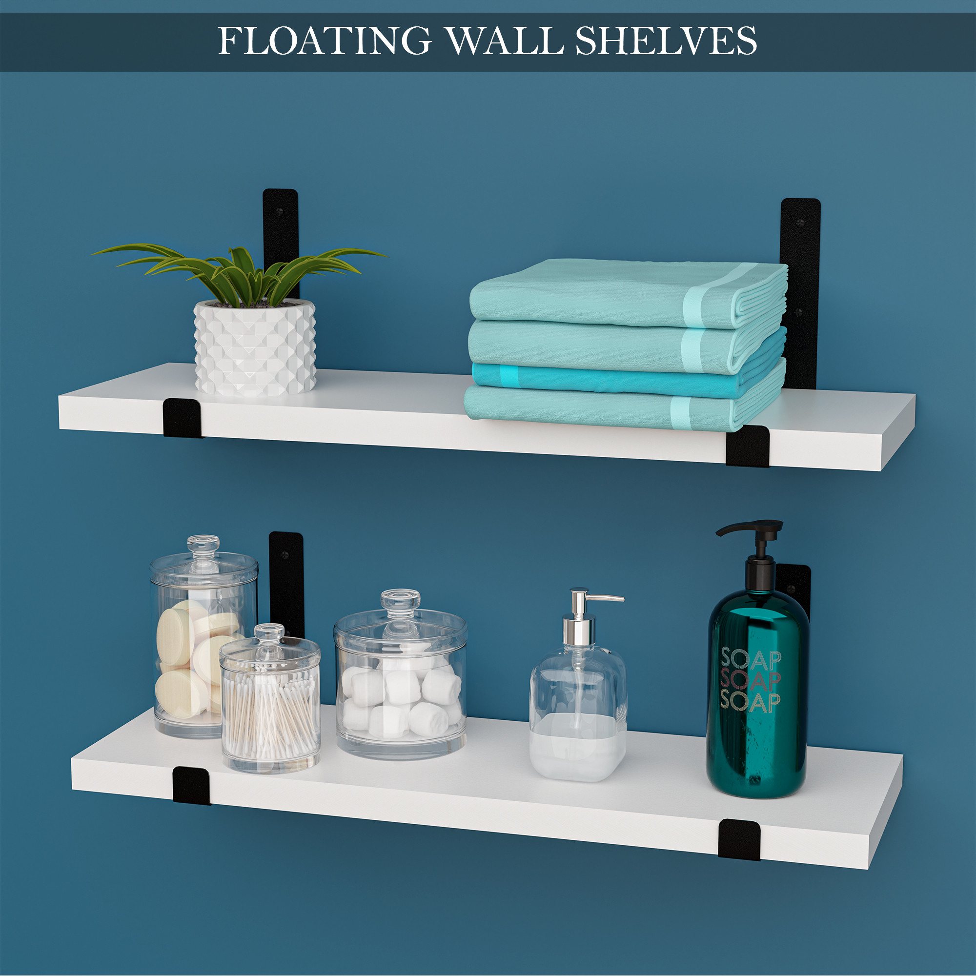 Kuber Industries 2 Pcs Set Wooden Wall Shelf for Bedroom  16x5 Inch Floating Shelf Display Rack for Living Room Decor  Engineered Wood Hanging Shelves Rack for Home Decoration Items  White