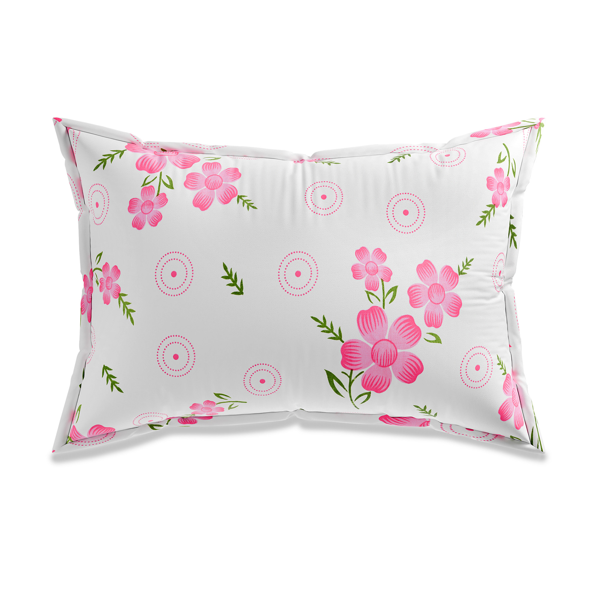 Kuber Industries 2 Pcs Soft Cotton Pillows Cover  20x30 Inches Machine Washable TakiyaPillow Case For Hotel  Restaurant  Breathable Envelope Closure  Circle Flower - White  Pink