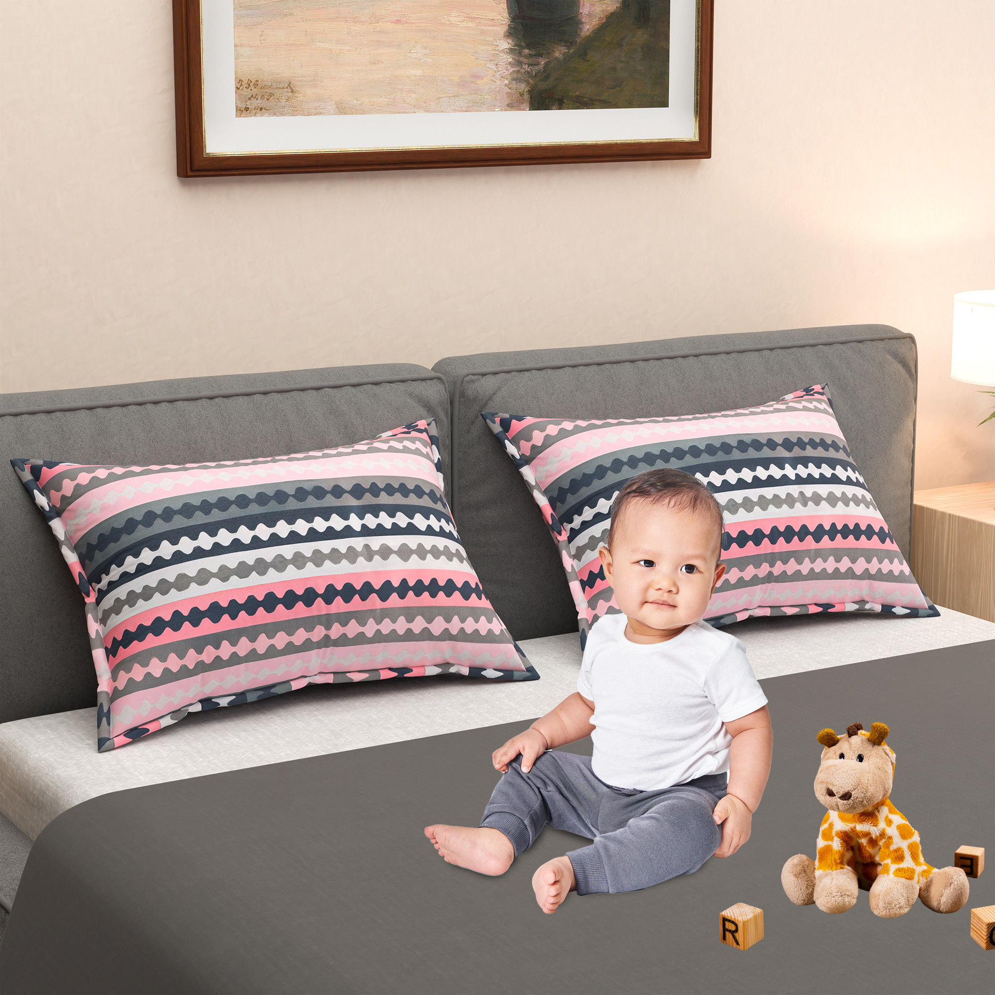 Kuber Industries 2 Pcs Soft Cotton Pillows Cover  20x30 Inches Machine Washable TakiyaPillow Case For Hotel  Restaurant  Breathable Envelope Closure  Zig Zag- Multicolour