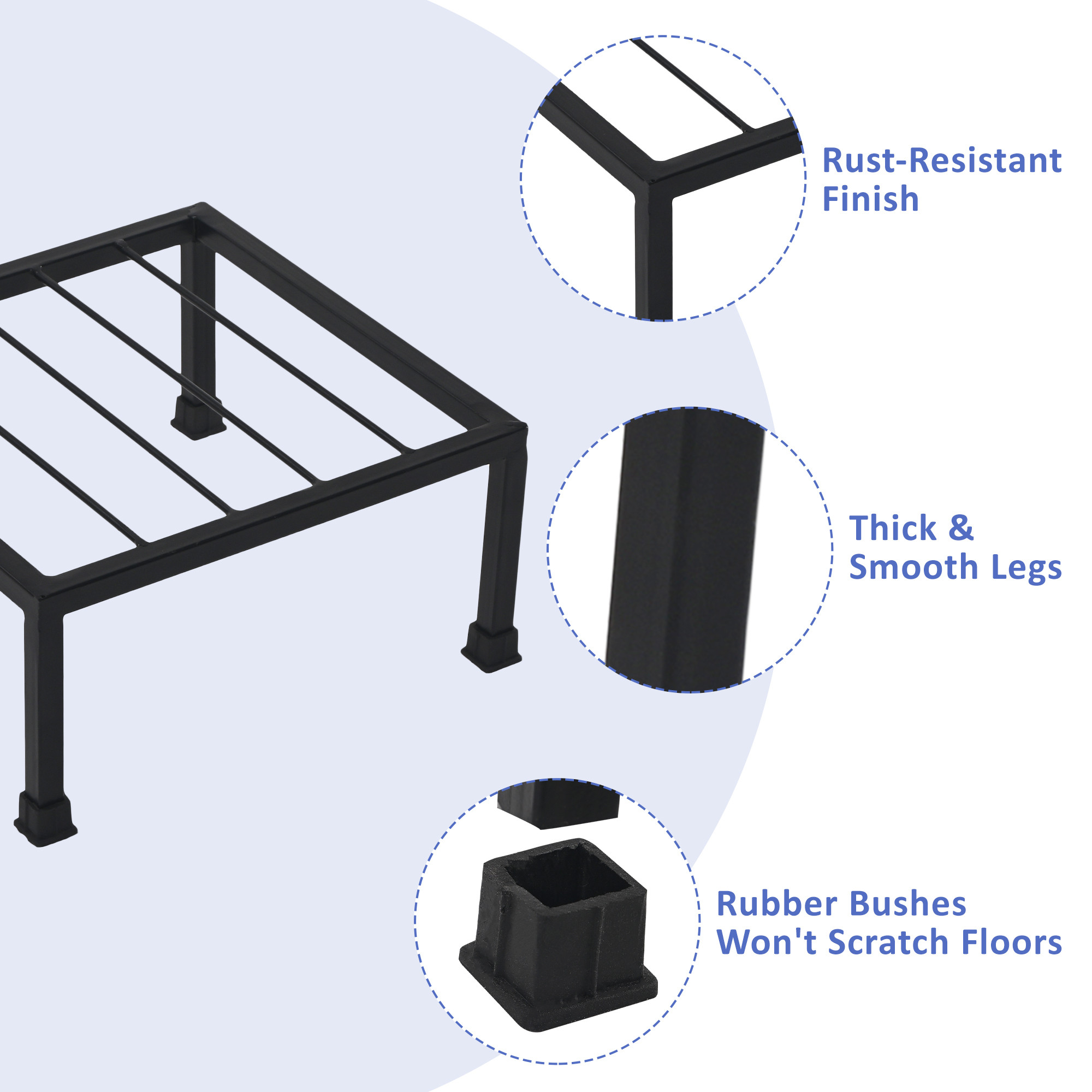 Kuber Industries 2 Pcs Square Metal Plant Stand for Home Decor  Strong Durable Gamla StandFlower Pot Holder for Gardening  Black