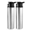2 Pcs Stainless Steel 700 ml Water Bottle with Flip Top Cap | Single Walled and Rust Free Drinking Water Bottles for School, Office and Gym | Leakproof and Easy to Carry | Silver