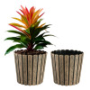 2 Pcs Wooden Texture 11 Inch Pots for Plants Balcony and Living Room | Flower Pots for Garden | Decorative Planters for Home Decor, Outdoor Indoor Plants and Office | Thai Wood