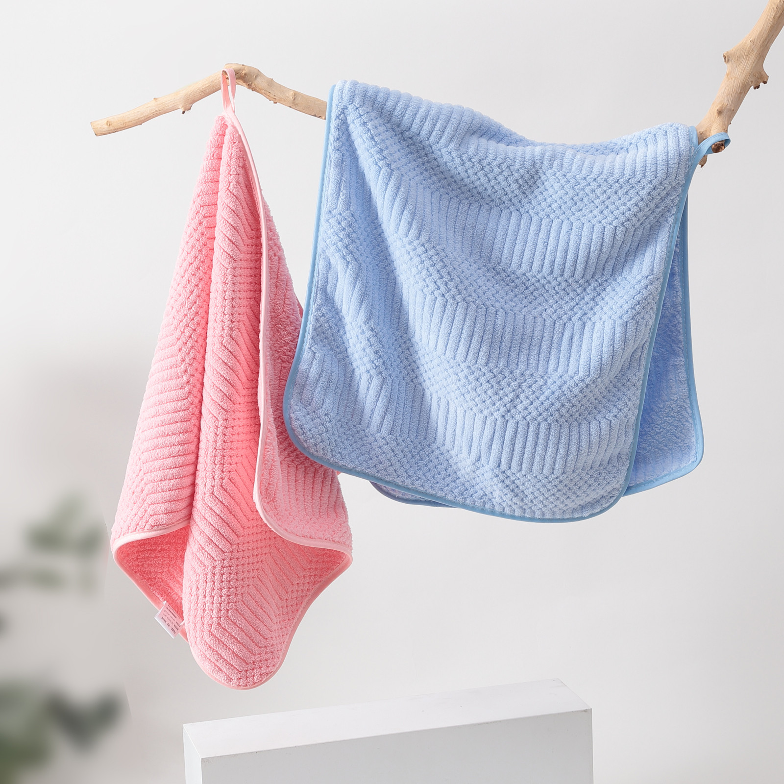 Kuber Industries 2 Piece Hand Towel Set|280 GSM|Gtm & Workout Towels|Super Absorbent & Antibacterial Treatment|Small Size, Travel Friendly  (Blue & Pink)