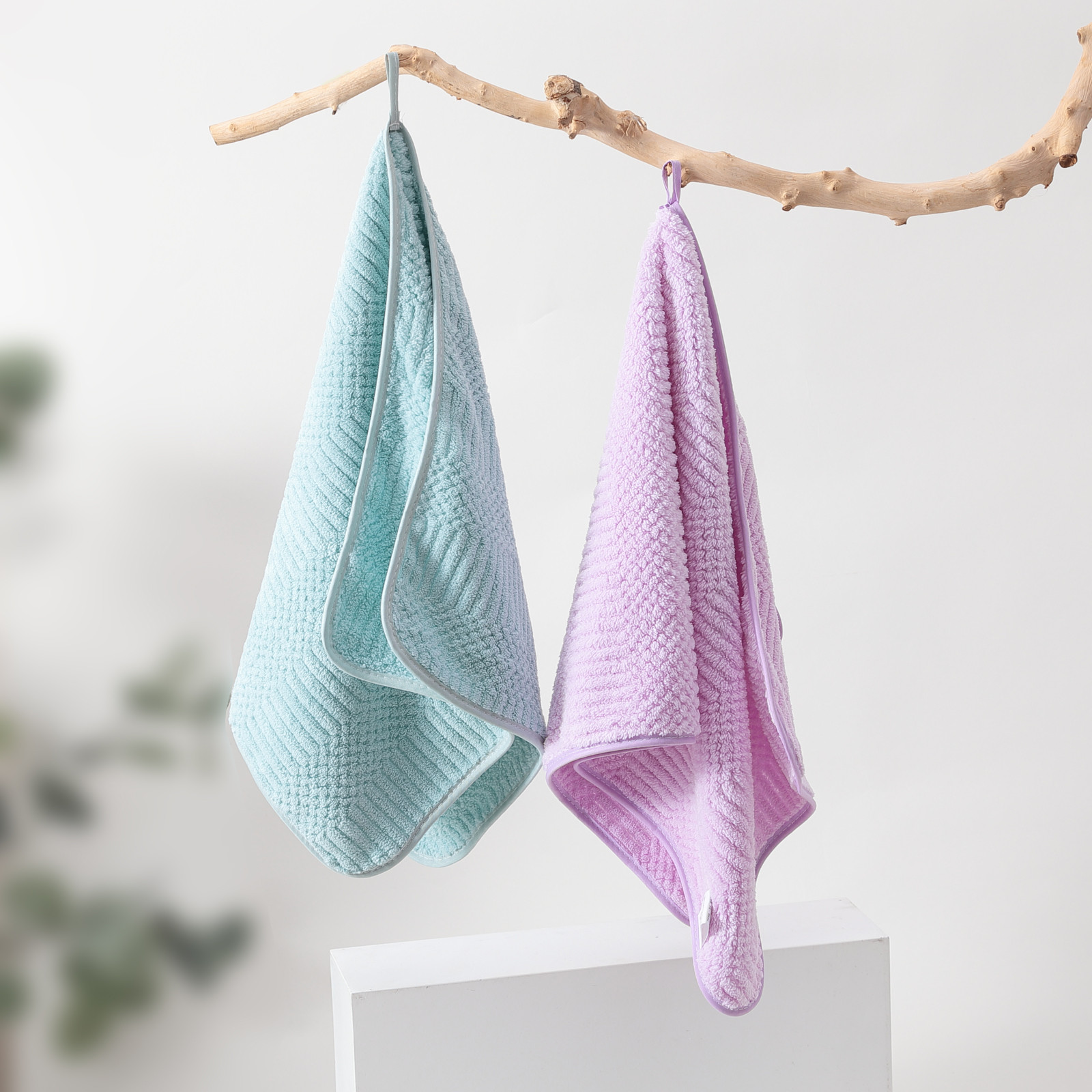 Kuber Industries 2 Piece Hand Towel Set|280 GSM|Gtm & Workout Towels|Super Absorbent & Antibacterial Treatment|Small Size, Travel Friendly  (Green & Purple)