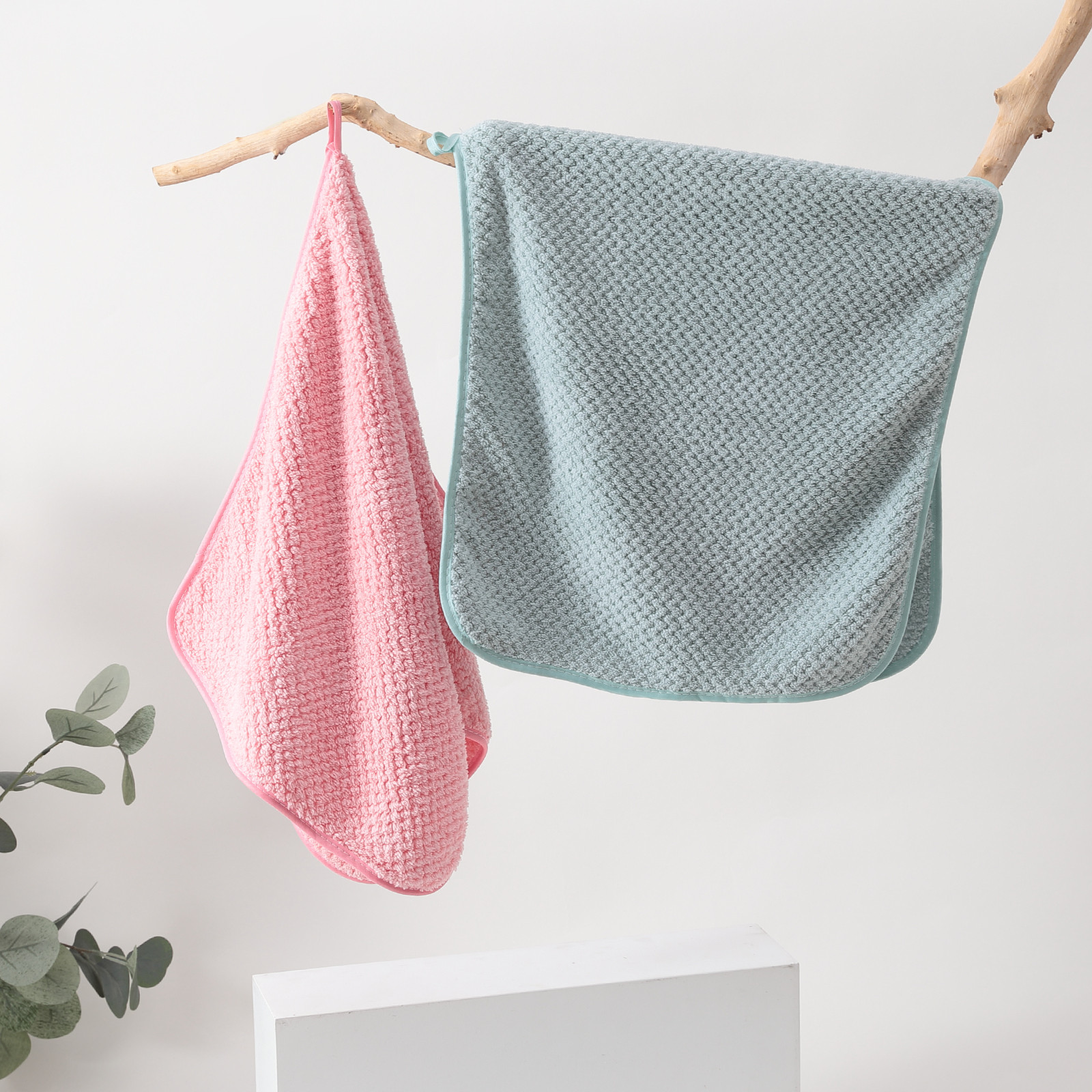 Kuber Industries 2 Piece Hand Towel Set|280 GSM|Gtm & Workout Towels|Super Absorbent & Antibacterial Treatment|Small Size, Travel Friendly  (Green & Pink)