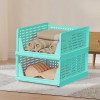 2 Piece Set Storage Organizer | Wardrobe Organizer For Clothes | Cloth Organizer | Foldable Shirt Stacker Box | Cloth Box for Almirah | Closet Storage Basket | Large | Pista Green