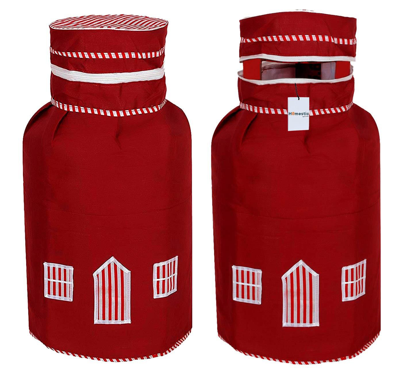 Kuber Industries 2 Pieces Cotton Dust-Water Proof LPG Gas Cylinder Cover (Red) - CTKTC40742