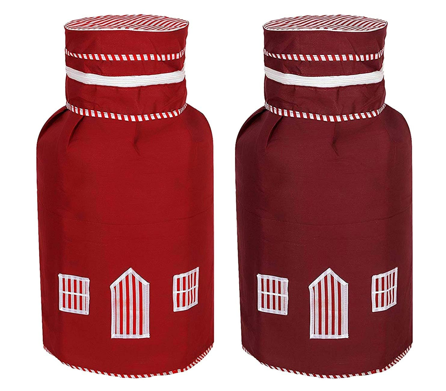 Kuber Industries 2 Pieces Cotton Dust-Water Proof LPG Gas Cylinder Cover (Red & Maroon) - CTKTC40751