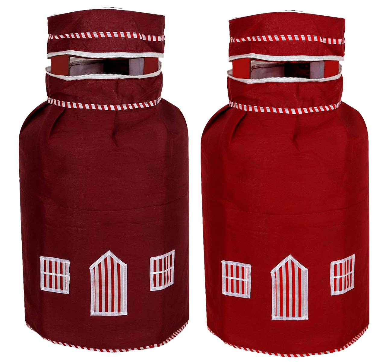 Kuber Industries 2 Pieces Cotton Dust-Water Proof LPG Gas Cylinder Cover (Red & Maroon) - CTKTC40752,Standard