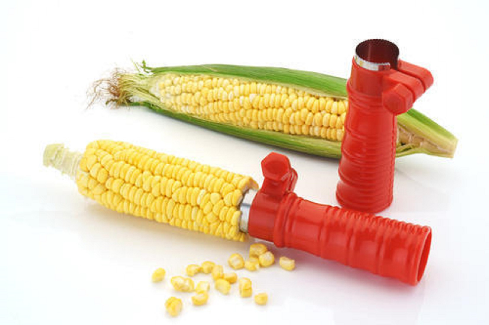 Kuber Industries 2 Pieces Plastic Corn Cutter Kernel Stripper Peeler Cutter Seeds Remover (Red)
