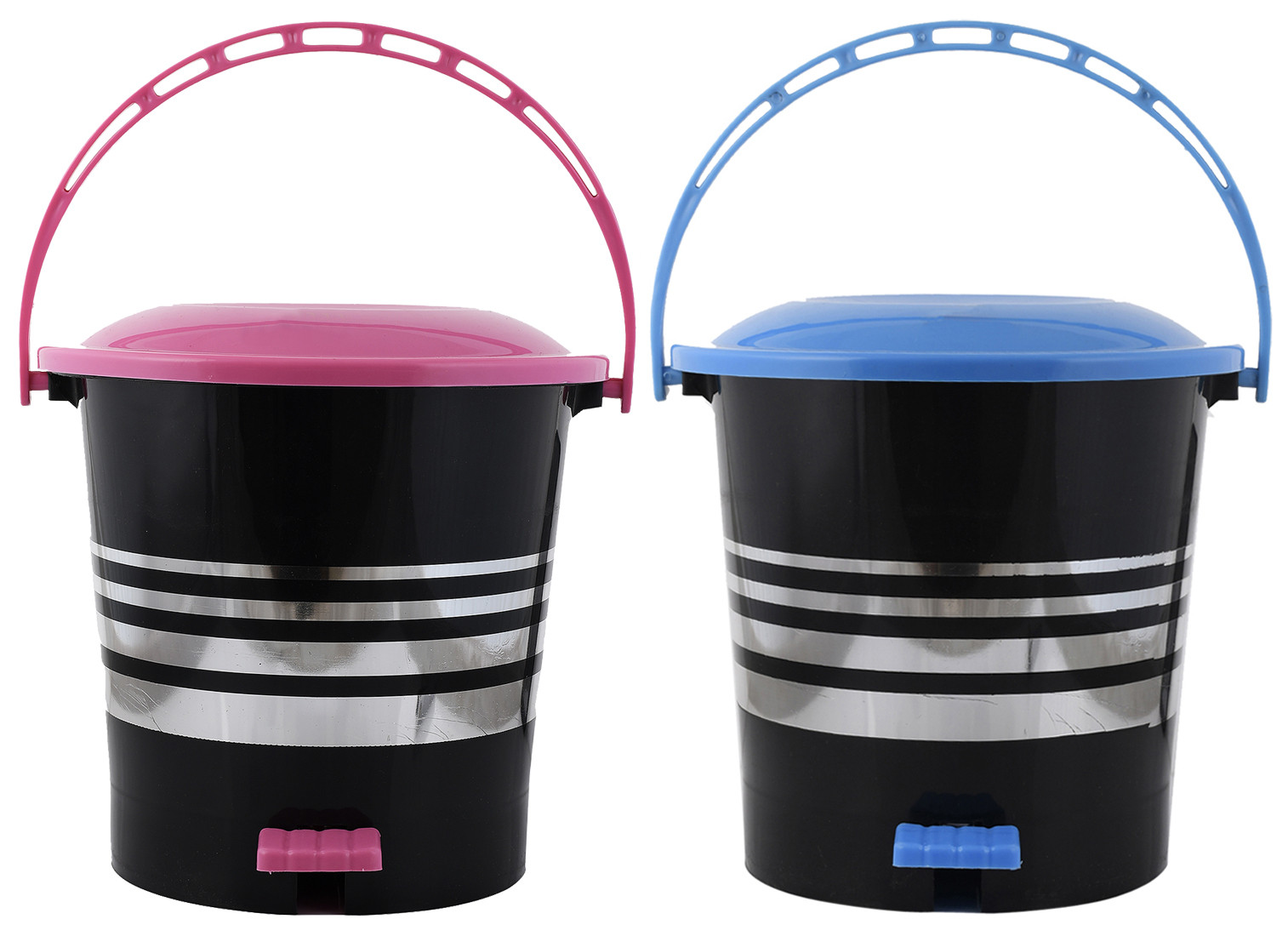 Kuber Industries 2 Pieces Plastic Dustbin Garbage Bin with Handle,5 Liters (Pink & Blue) -CTKTC37993