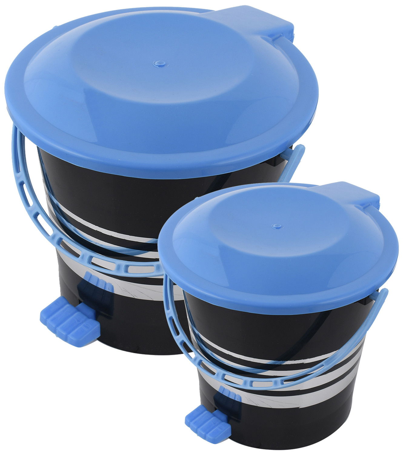 Kuber Industries 2 Pieces Plastic Dustbin Garbage Bin with Handle,5 Ltr & 10 Ltr (Blue) -CTKTC38051