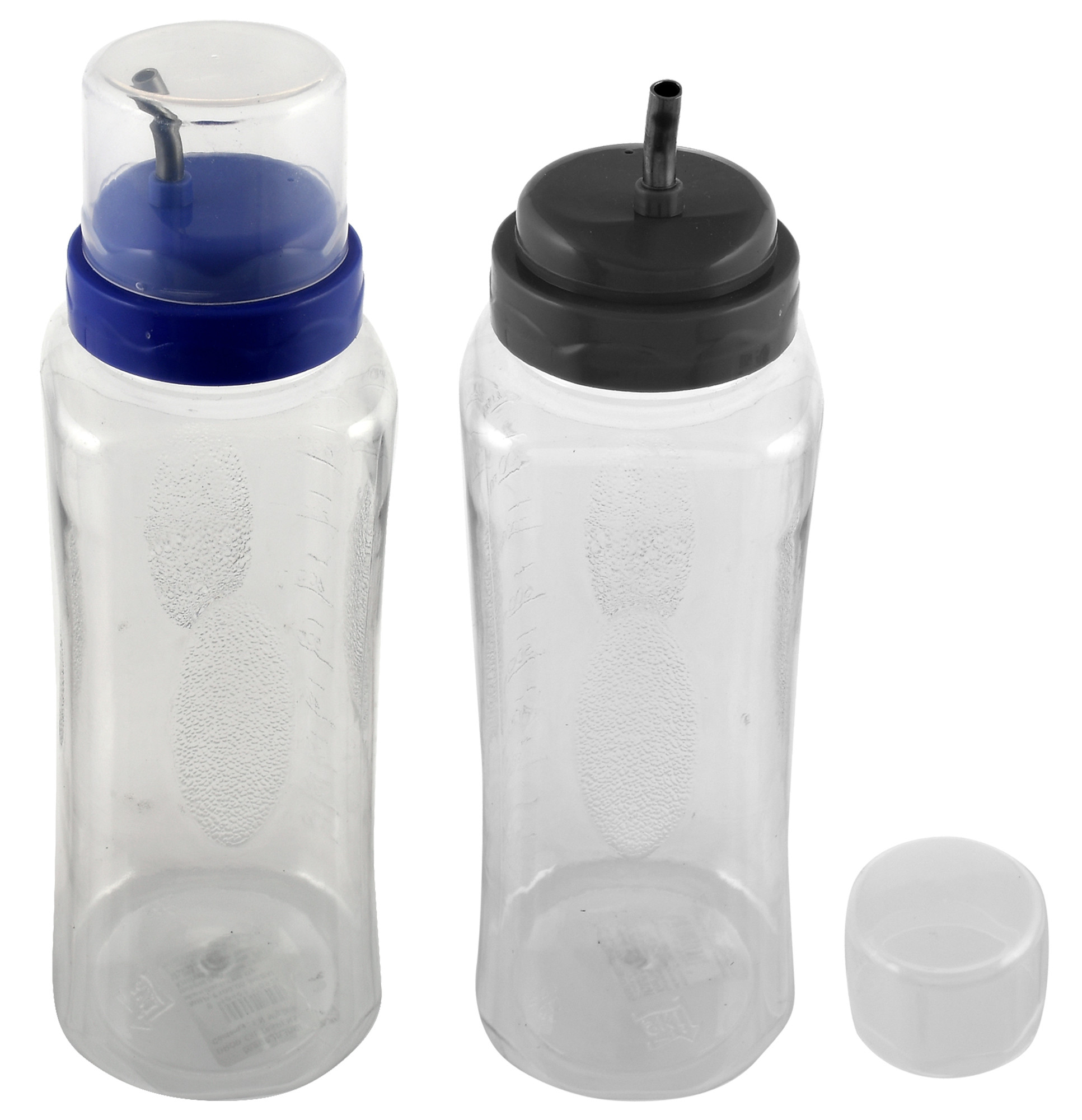 Kuber Industries 2 Pieces Plastic Leakproof Drop Oil Bottle Olive Oil Dispenser for Kitchen Storage Container,1 Ltr (Grey & Purple)