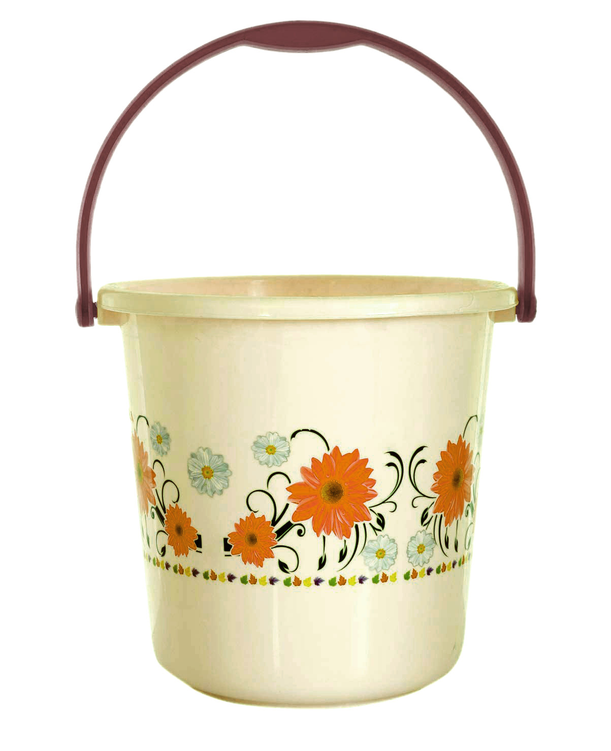 Kuber Industries 2 Pieces Unbreakable Virgin Plastic Bathroom Bucket With Mug Set- Cream, (1 Pc 18 LTR Bucket & 1 Pc 1 LTR Mug)-KUBMART1268