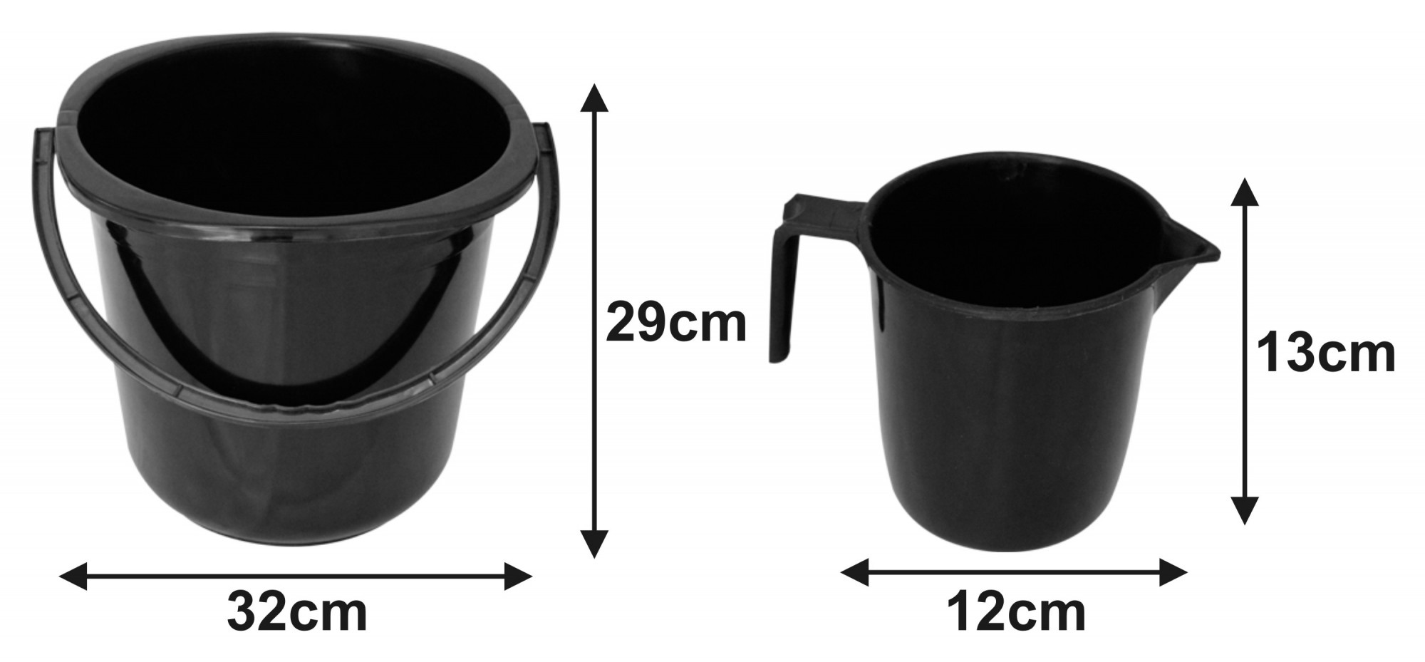 Kuber Industries 2 Pieces Unbreakable Virgin Plastic Multipurpose Bathroom Bucket & Mug Set (Black)