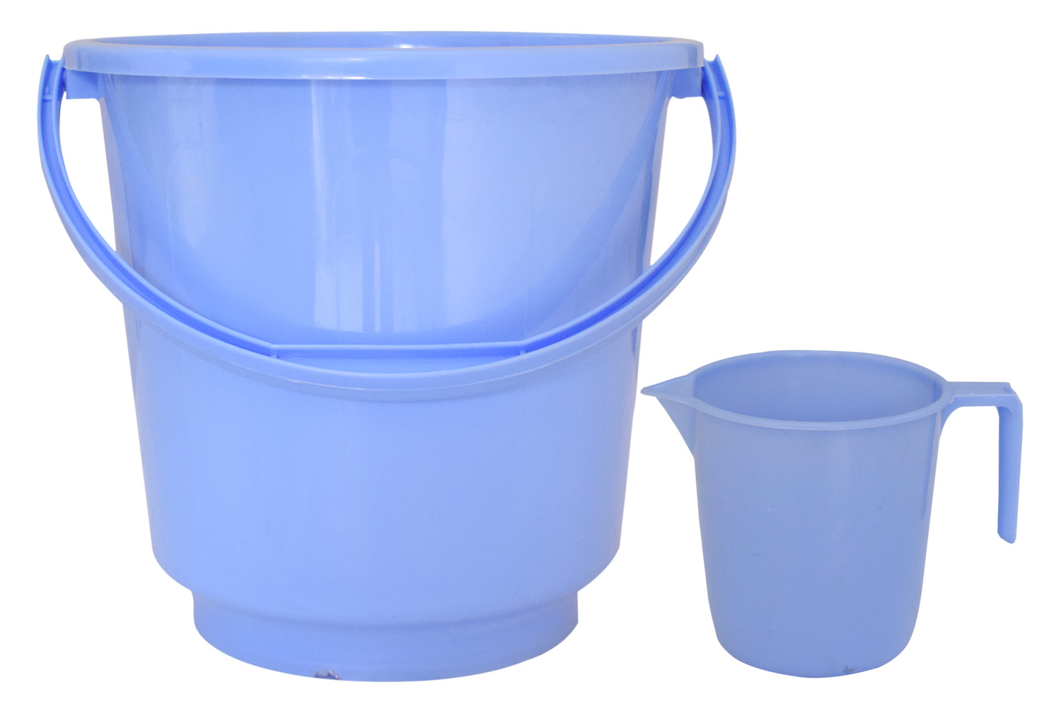 Kuber Industries 2 Pieces Unbreakable Virgin Plastic Multipurpose Bathroom Bucket & Mug Set (Blue)