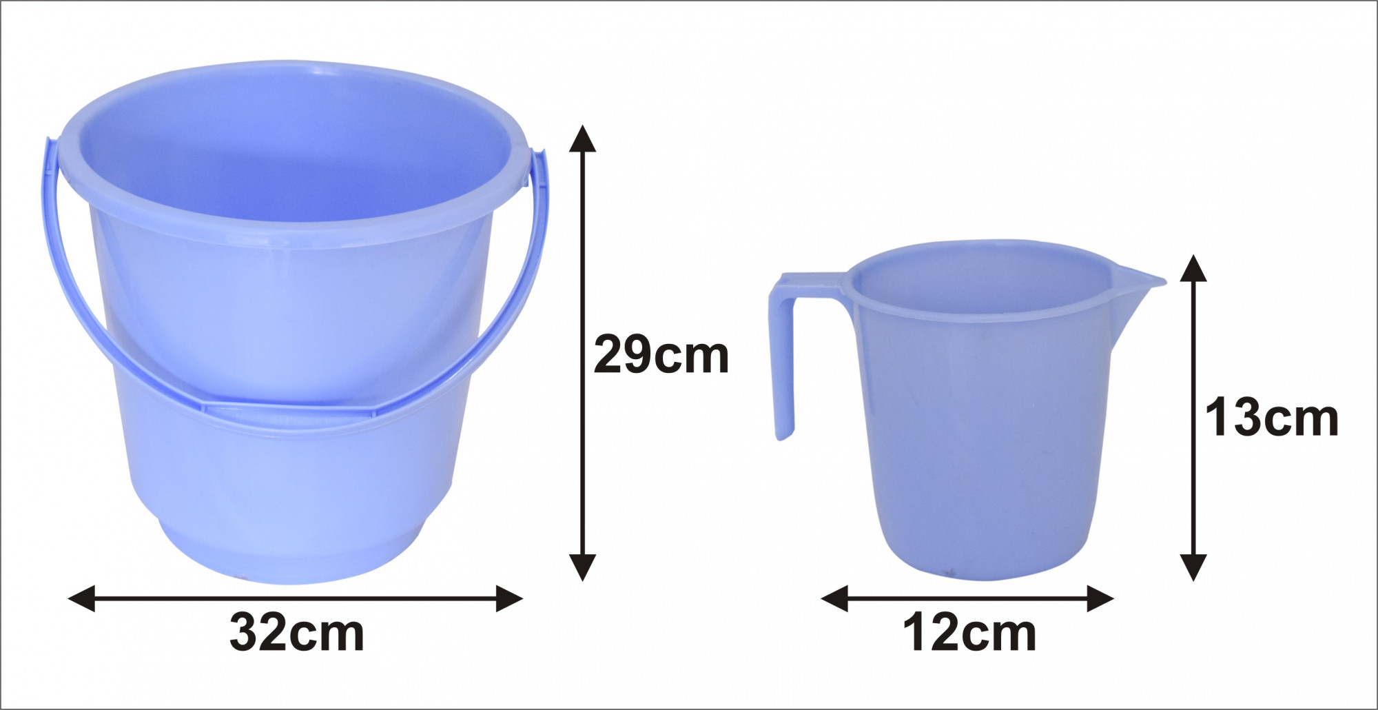 Kuber Industries 2 Pieces Unbreakable Virgin Plastic Multipurpose Bathroom Bucket & Mug Set (Blue)