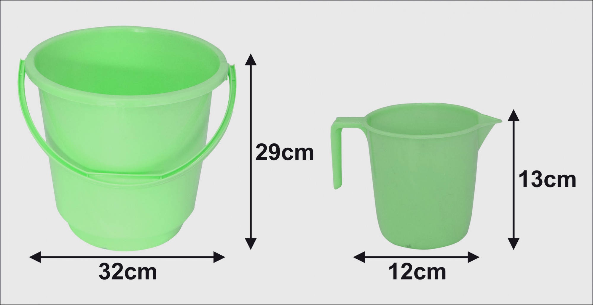Kuber Industries 2 Pieces Unbreakable Virgin Plastic Multipurpose Bathroom Bucket & Mug Set (Green)