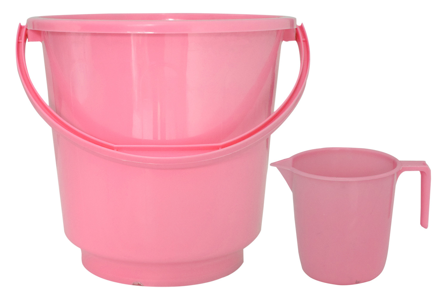 Kuber Industries 2 Pieces Unbreakable Virgin Plastic Multipurpose Bathroom Bucket & Mug Set (Pink)