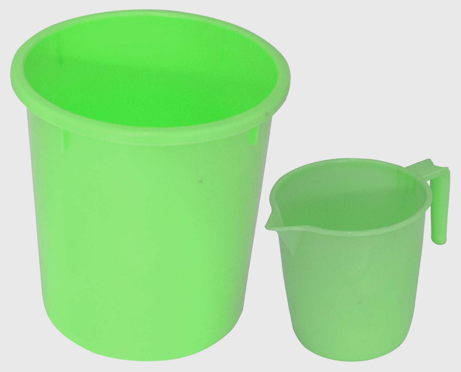 Kuber Industries 2 Pieces Unbreakable Virgin Plastic Multipurpose Bathroom Dustbin & Mug Set (Green)