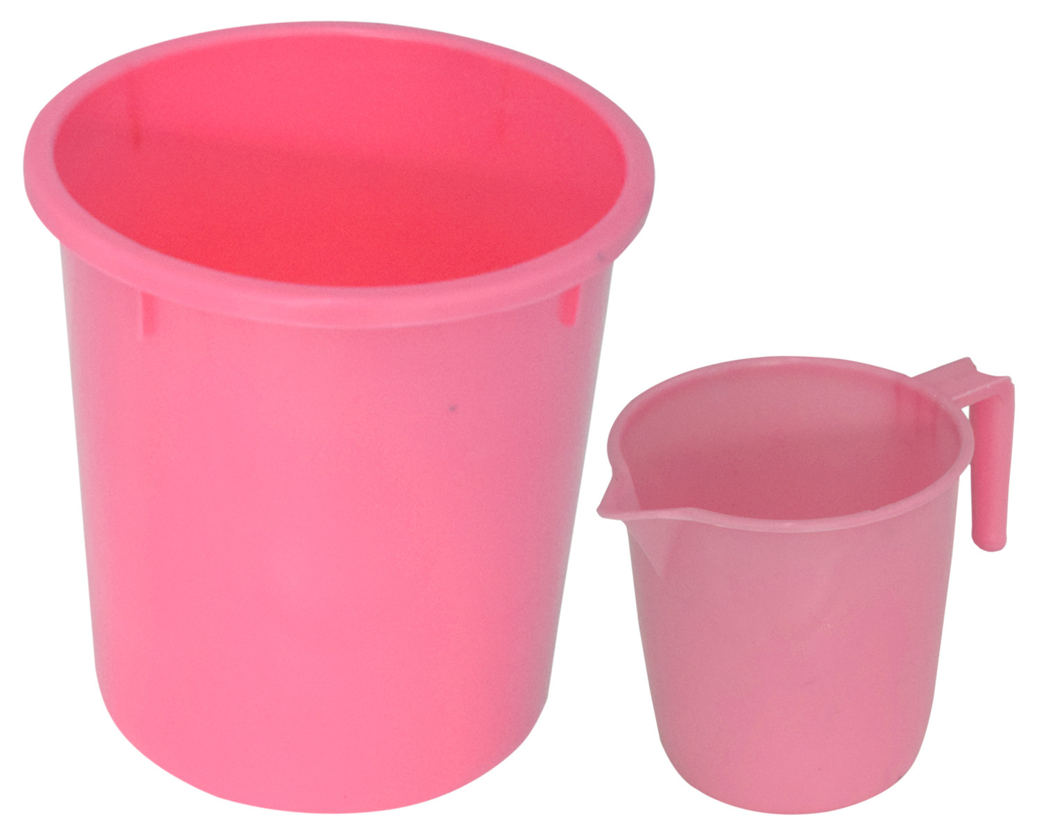 Kuber Industries 2 Pieces Unbreakable Virgin Plastic Multipurpose Bathroom Dustbin & Mug Set (Pink)