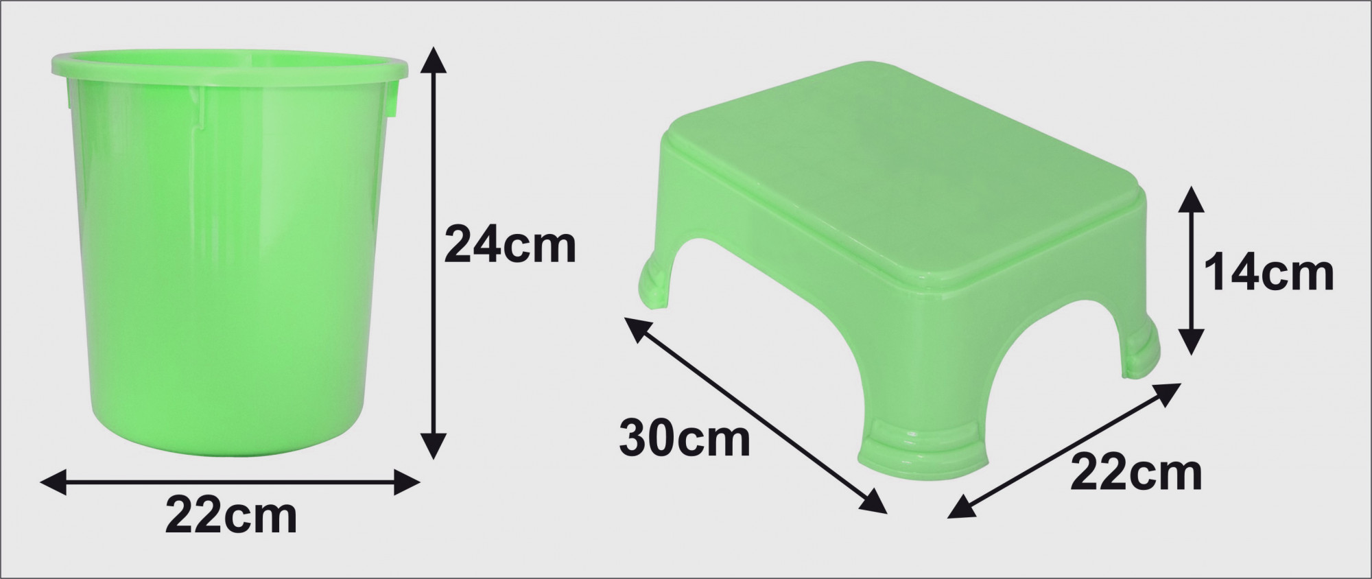 Kuber Industries 2 Pieces Unbreakable Virgin Plastic Multipurpose Bathroom Dustbin & Stool Set (Green)