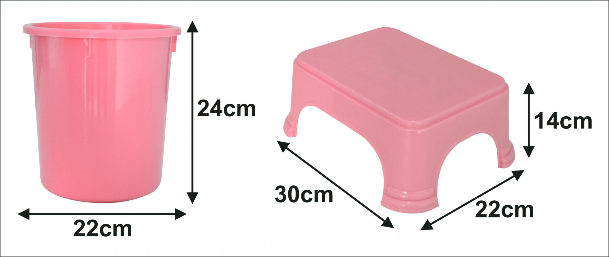 Kuber Industries 2 Pieces Unbreakable Virgin Plastic Multipurpose Bathroom Dustbin & Stool Set (Pink)
