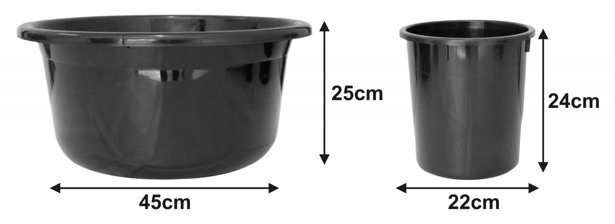 Kuber Industries 2 Pieces Unbreakable Virgin Plastic Multipurpose Bathroom Dustbin & Tub Set (Black)