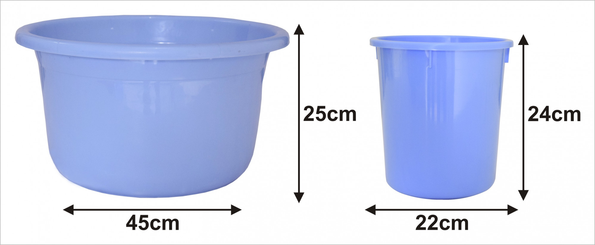 Kuber Industries 2 Pieces Unbreakable Virgin Plastic Multipurpose Bathroom Dustbin & Tub Set (Blue)