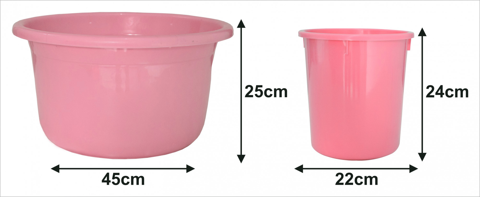 Kuber Industries 2 Pieces Unbreakable Virgin Plastic Multipurpose Bathroom Dustbin & Tub Set (Pink)