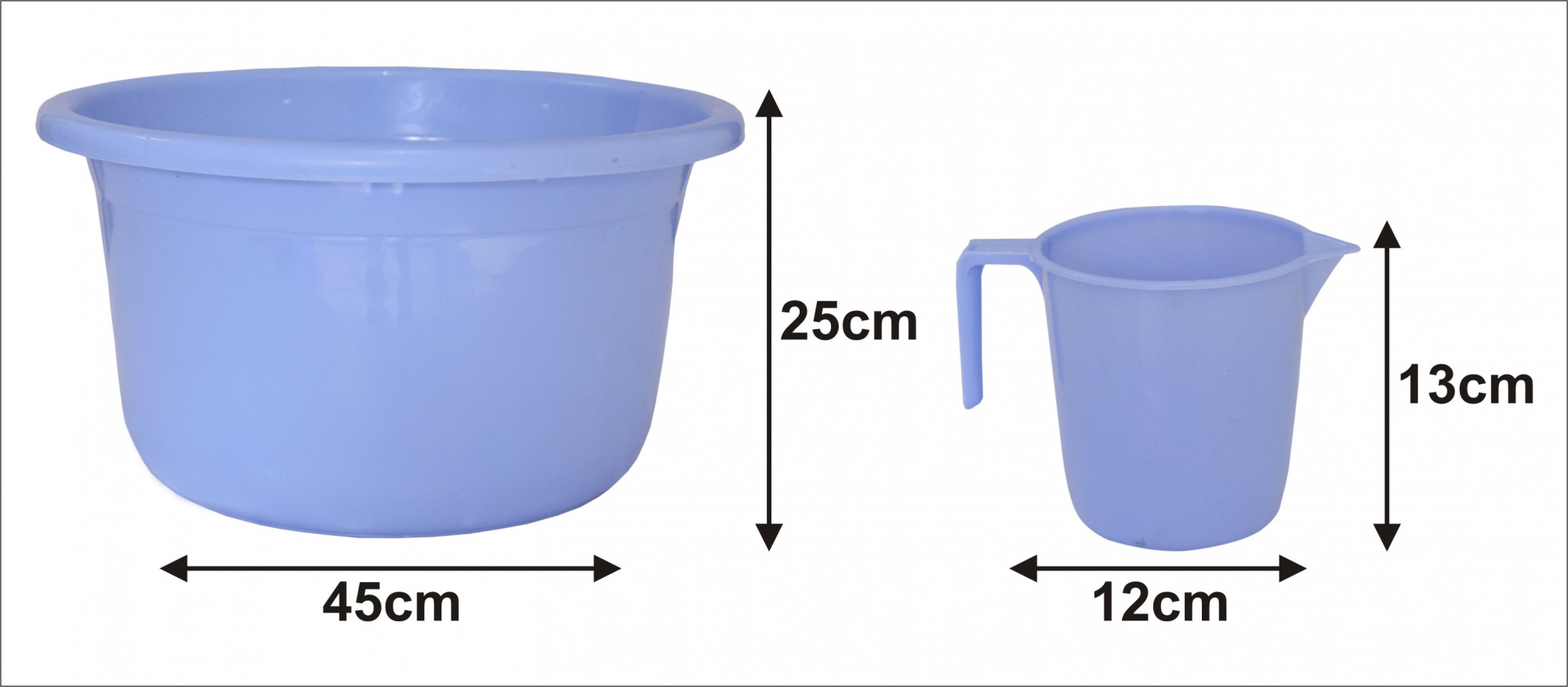 Kuber Industries 2 Pieces Unbreakable Virgin Plastic Multipurpose Bathroom Tub & Mug Set (Blue)