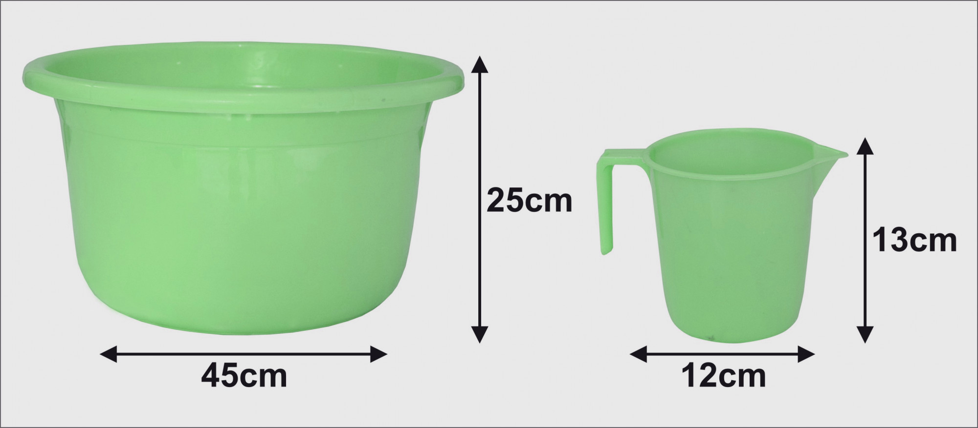 Kuber Industries 2 Pieces Unbreakable Virgin Plastic Multipurpose Bathroom Tub & Mug Set (Green)