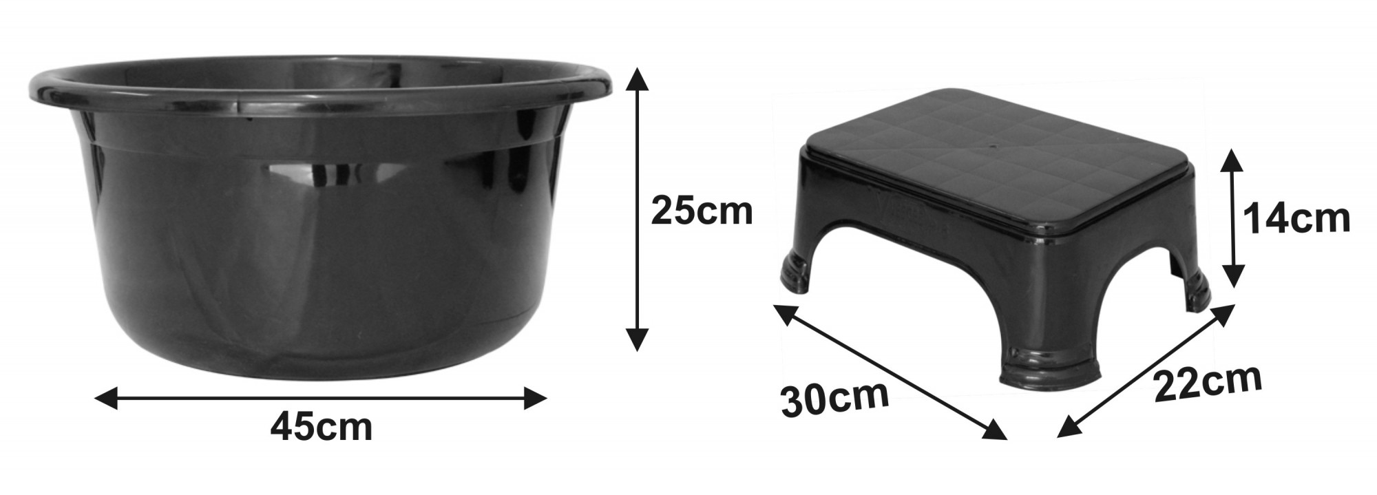 Kuber Industries 2 Pieces Unbreakable Virgin Plastic Multipurpose Bathroom Tub & Stool Set (Black)