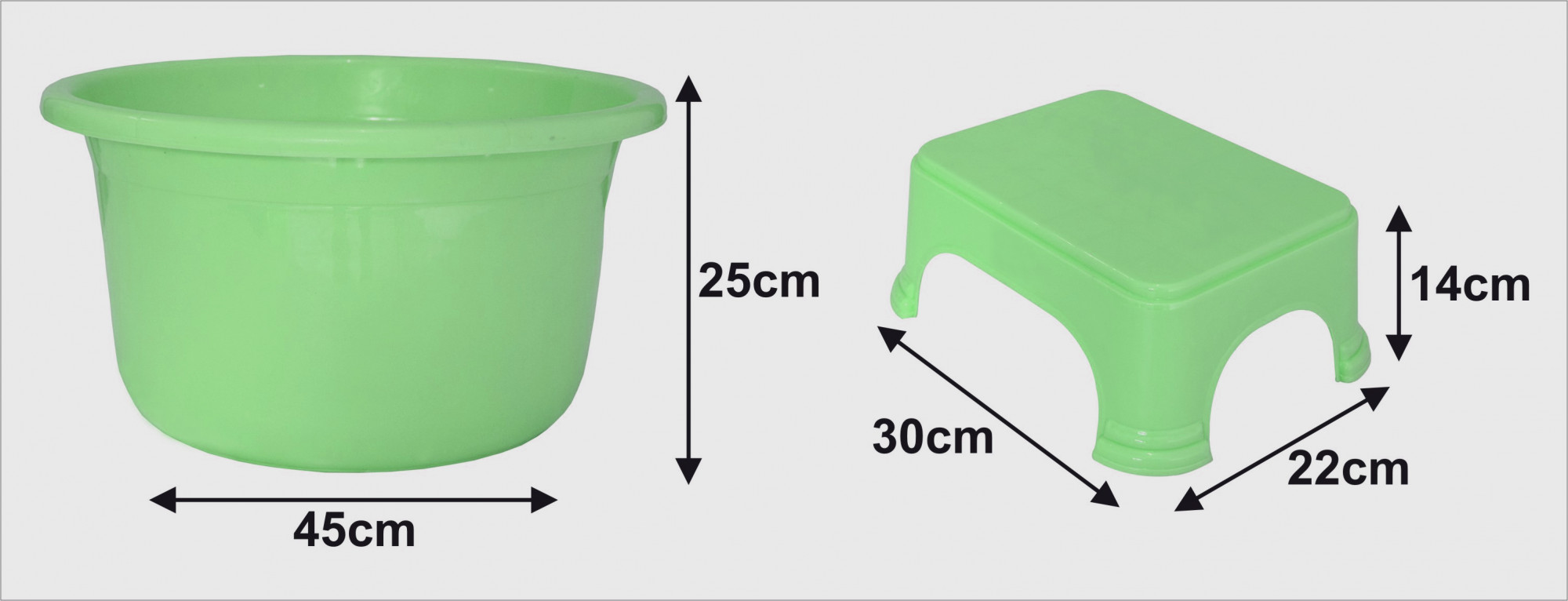 Kuber Industries 2 Pieces Unbreakable Virgin Plastic Multipurpose Bathroom Tub & Stool Set (Green)