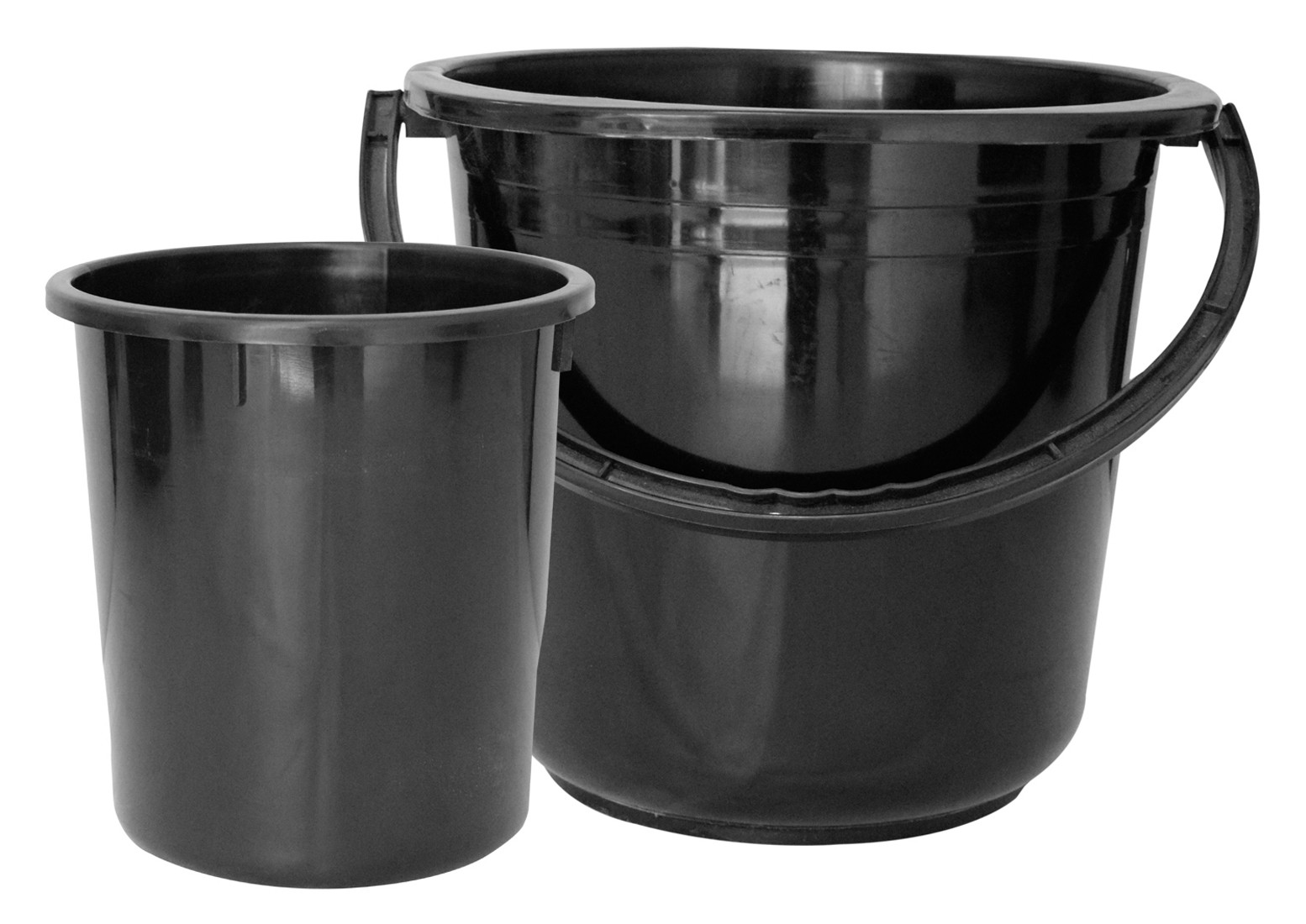 Kuber Industries 2 Pieces Unbreakable Virgin Plastic Multipurpose Bucket & Dustbin Set (Black)