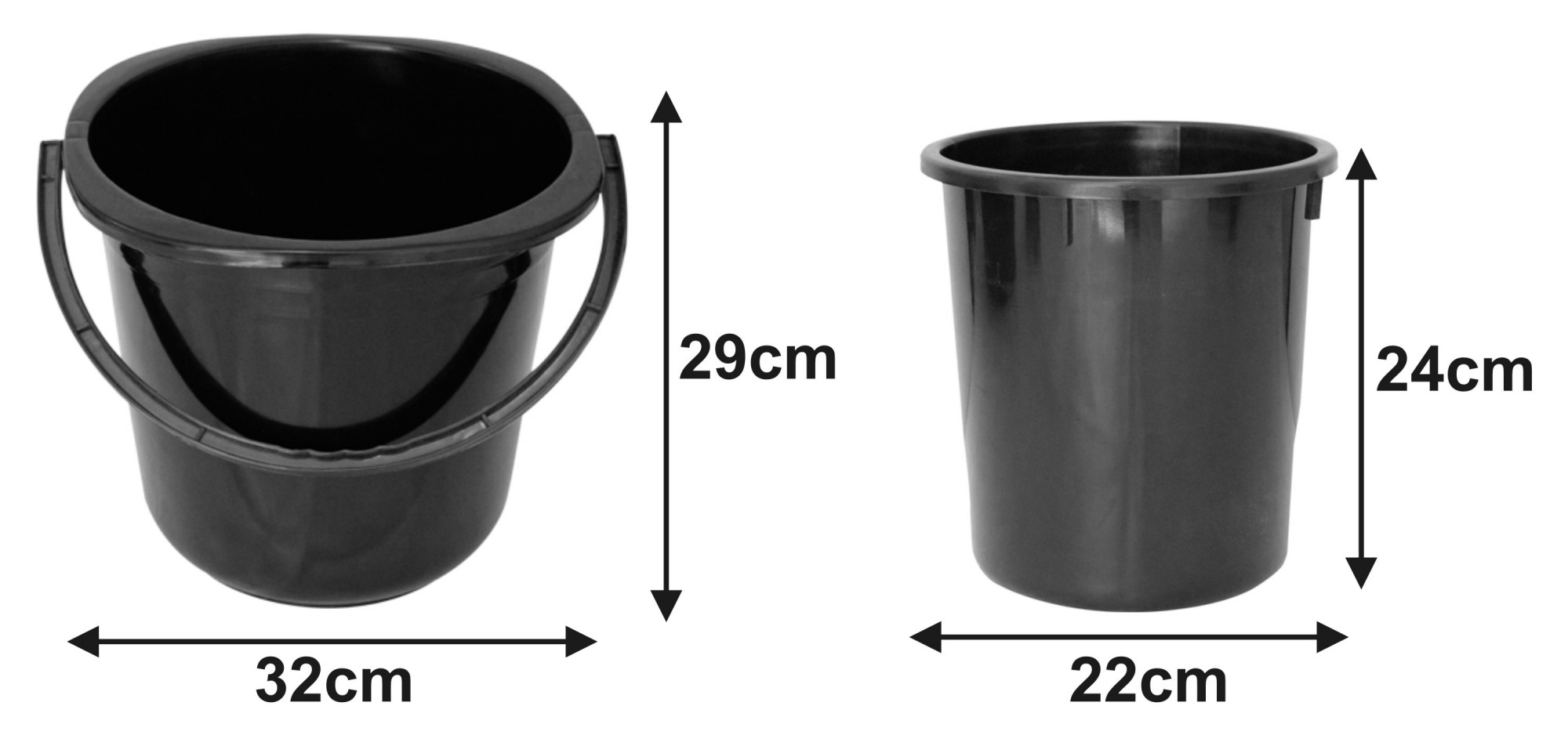 Kuber Industries 2 Pieces Unbreakable Virgin Plastic Multipurpose Bucket & Dustbin Set (Black)