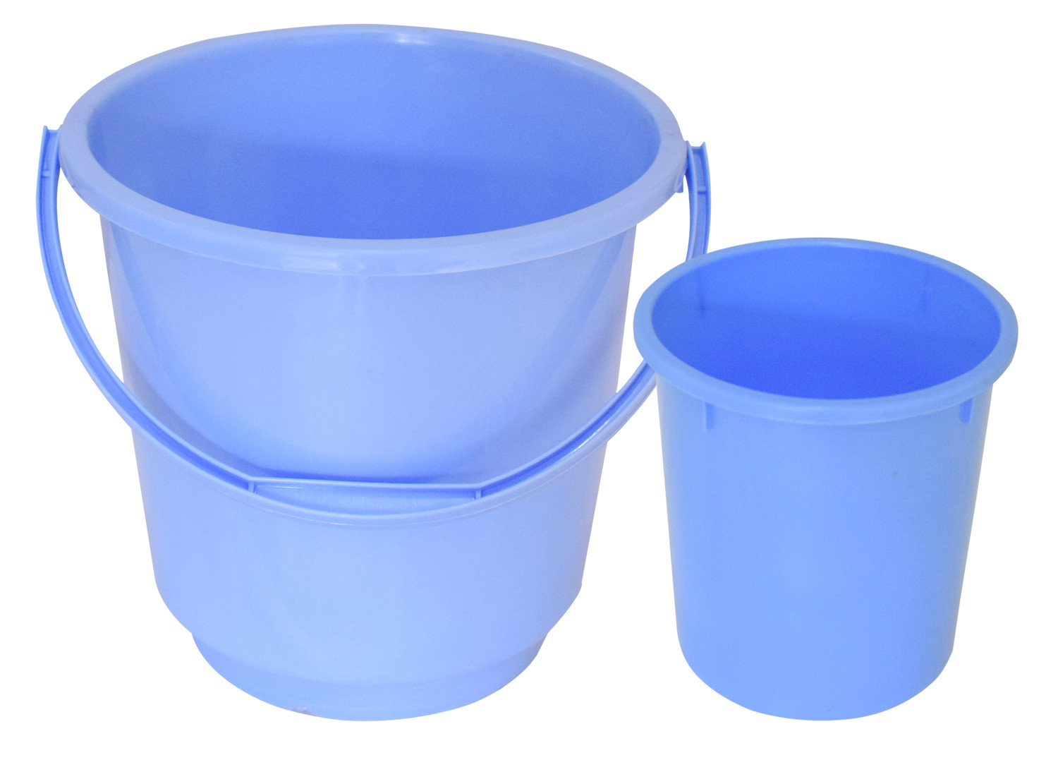 Kuber Industries 2 Pieces Unbreakable Virgin Plastic Multipurpose Bucket & Dustbin Set (Blue)