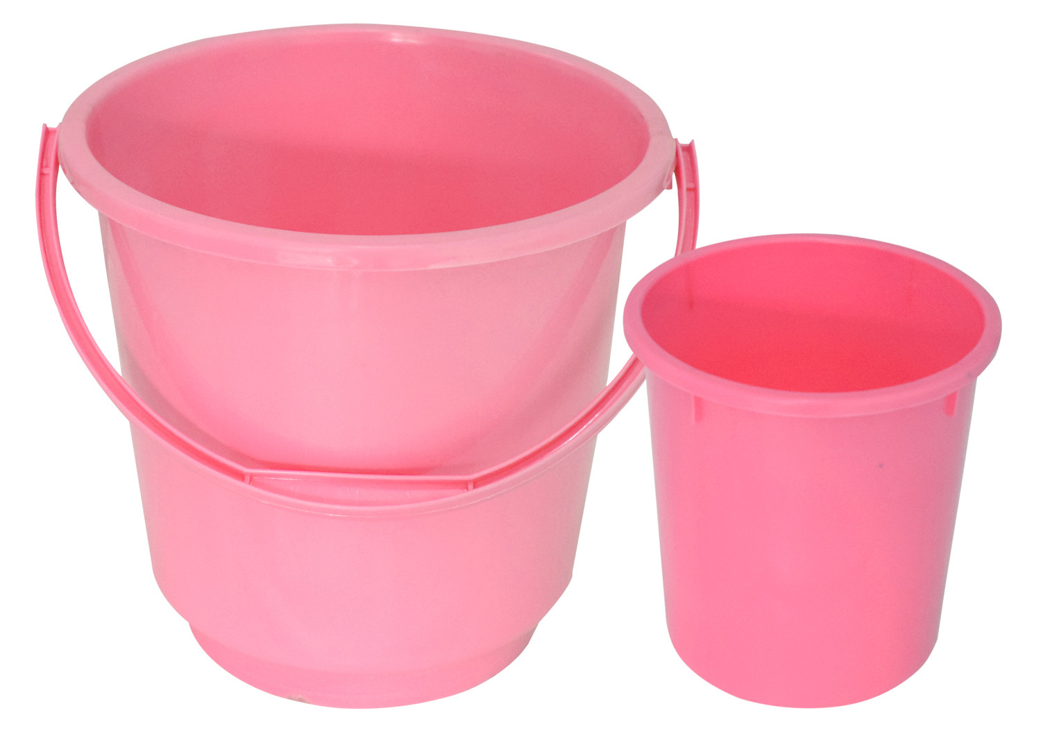 Kuber Industries 2 Pieces Unbreakable Virgin Plastic Multipurpose Bucket & Dustbin Set (Pink)