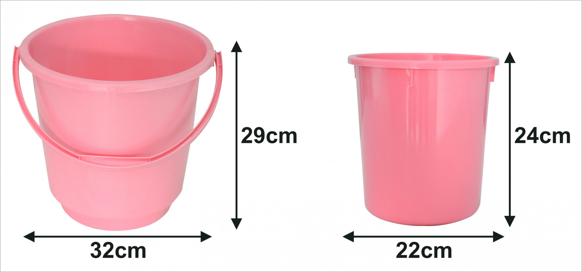 Kuber Industries 2 Pieces Unbreakable Virgin Plastic Multipurpose Bucket & Dustbin Set (Pink)