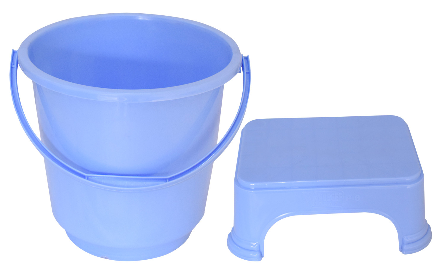 Kuber Industries 2 Pieces Unbreakable Virgin Plastic Multipurpose Bucket & Stool Set (Blue)
