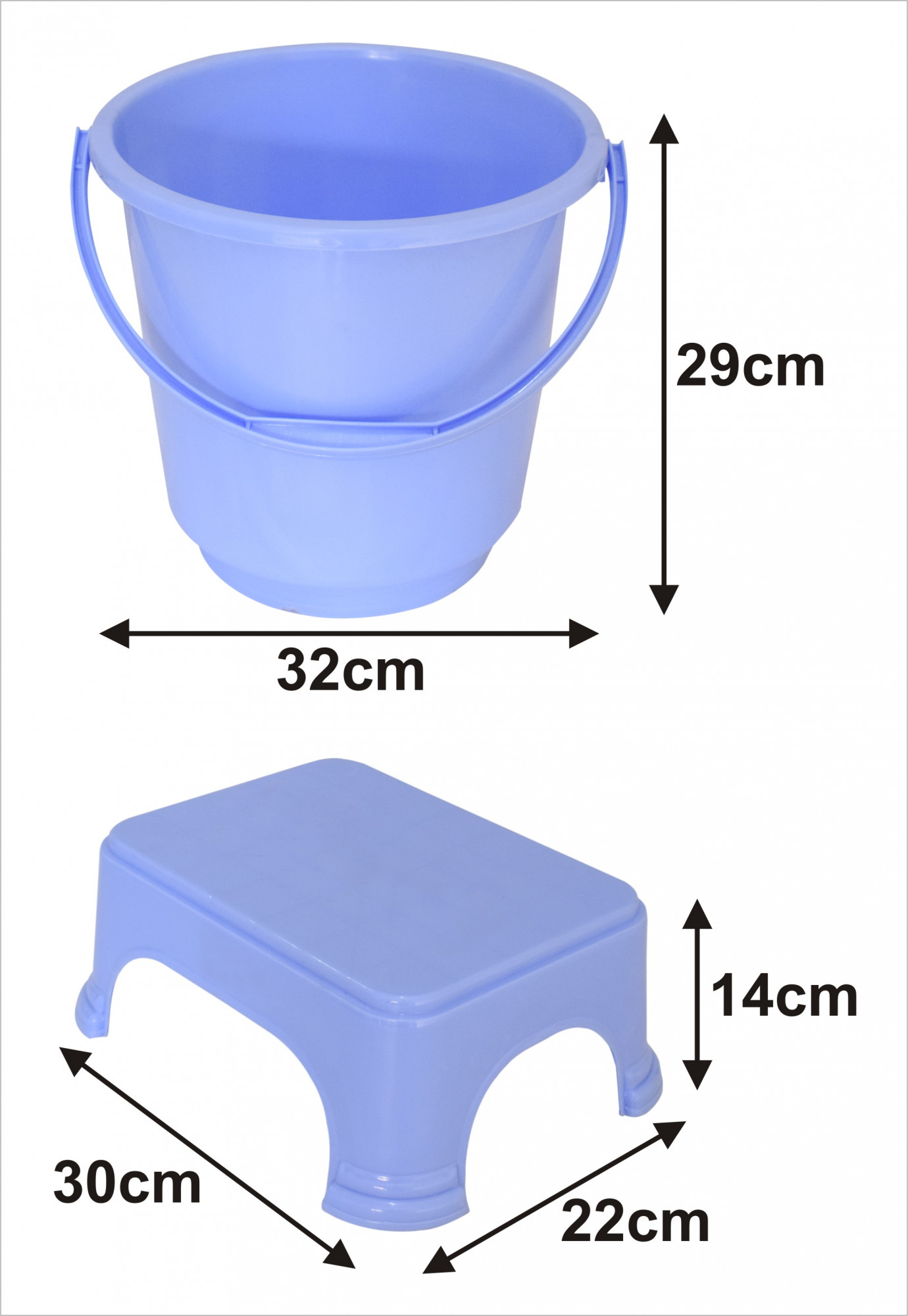Kuber Industries 2 Pieces Unbreakable Virgin Plastic Multipurpose Bucket & Stool Set (Blue)